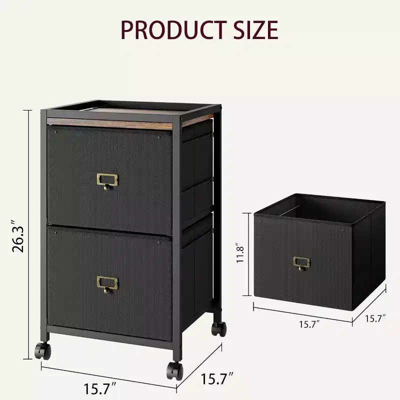 Acekool 2 Drawer Mobile Filing Cabinet, Under Desk File Cabinet with Lockable Wheels, Metal Office Storage Organizer