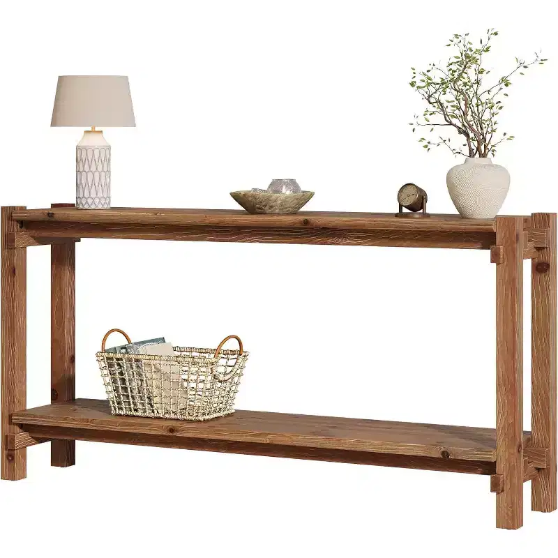 Narrow Solid Wood Console Table with Dual-Layer Storage – 62.99