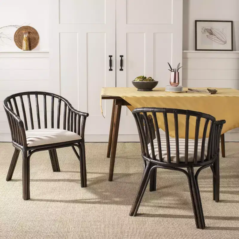 Gino Arm Chair - SEA4017A - Dark Brown/White - Safavieh