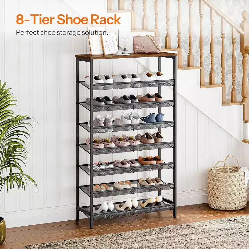 Metal Shoe Rack 8-Tier 53.9''H x 29.5''W x 11.8''D