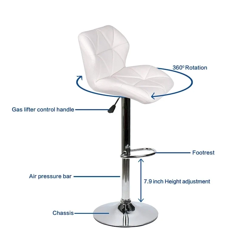 Modern Faux Leather Adjustable Swivel Bar Stools (Set of 2)