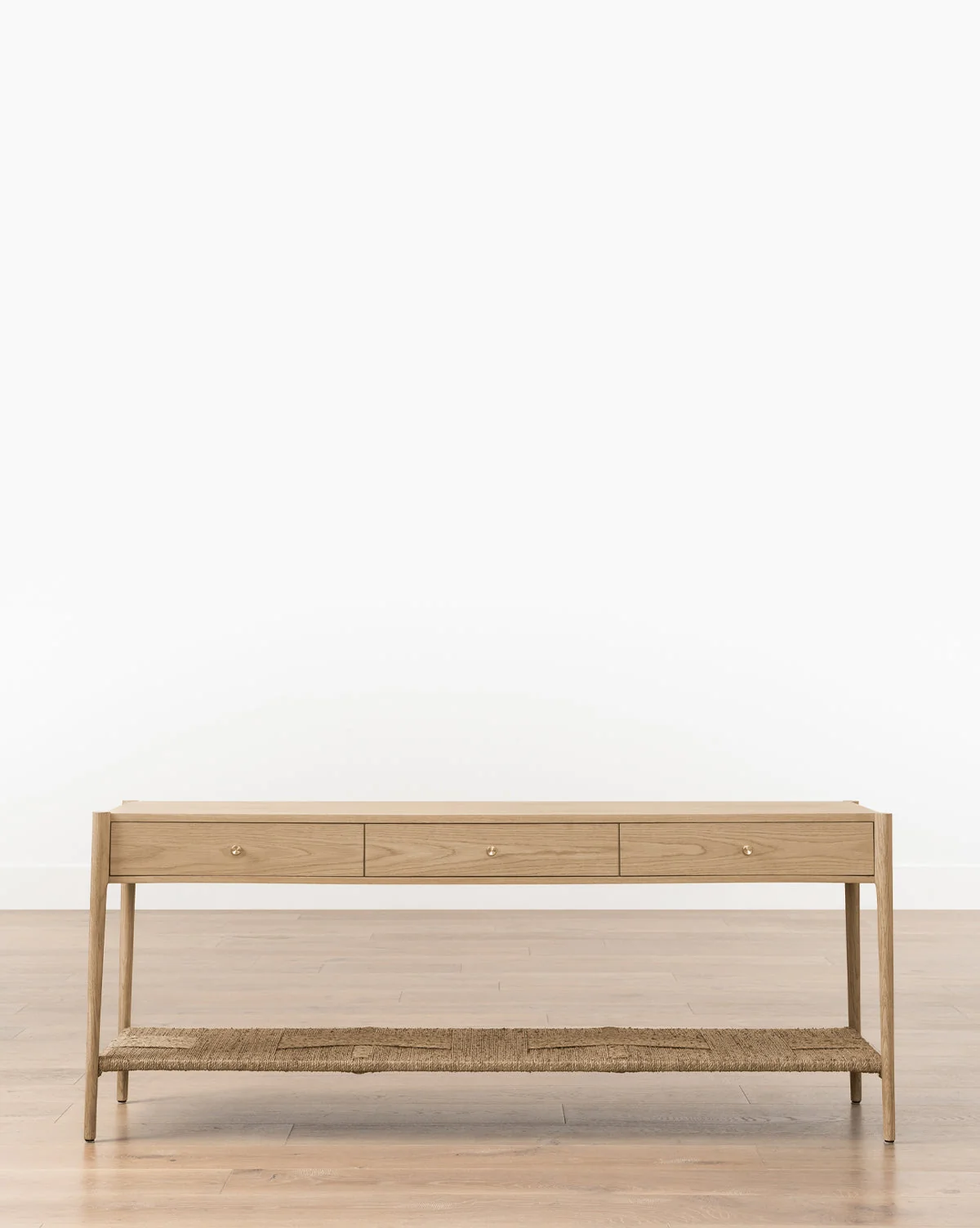 Modern White Oak Console Table with Natural Finish for Living Room