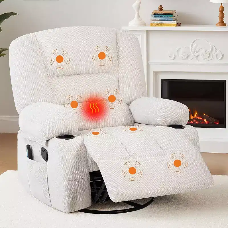 Rocking Recliner Chairs,Massage Recliner Chair with Vibration Massage and Heat,360 Swivel Rocking Recliner Chair with Side Pockets Cup Holdersr