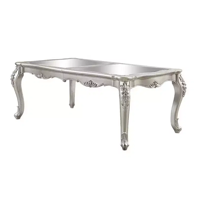 96" Dining Table Champagne Finish -: Sophisticated Rectangle, Seats 8