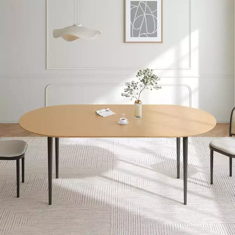 Dovelina Oval Wood Dining Table Kitchen Table with Metal Legs