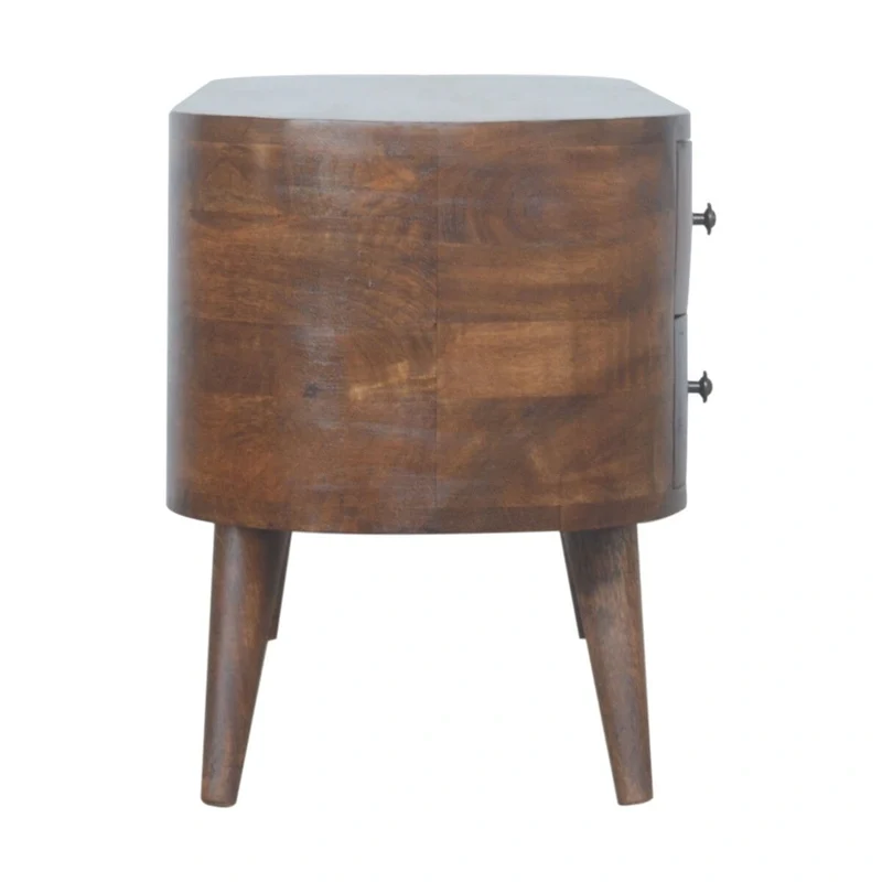 Solid Mango Wood Entertainment Unit with Rounded Edges and 4 Drawers
