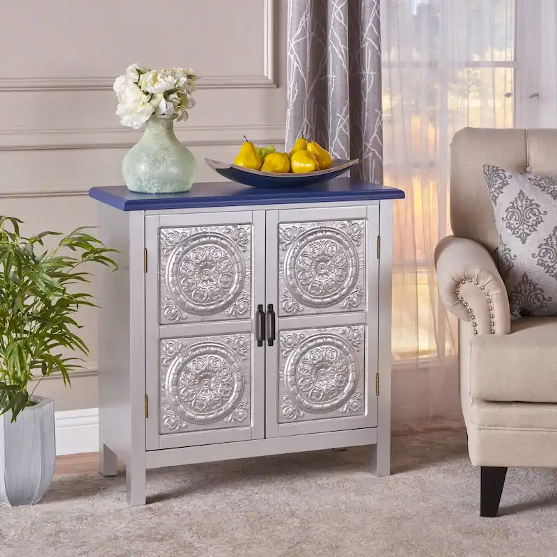 Brown / Navy Blue Tile Front Storage Cabinet – Seats 1