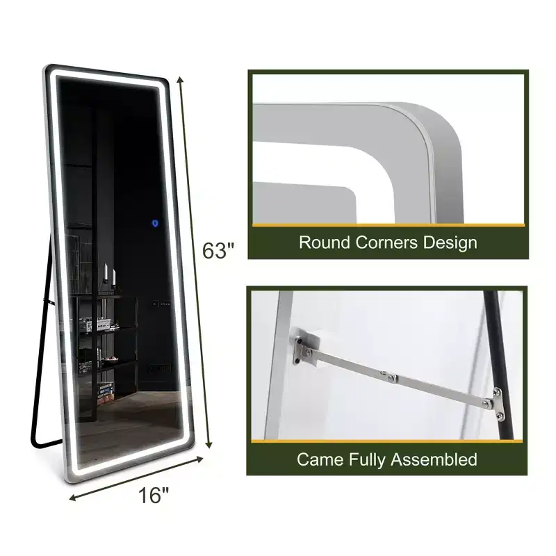 PexFix 63x16 Full-body Mirror LED Vanity Mirror with Lights Silver Mirror.