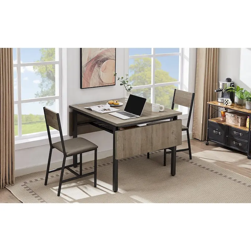 Industrial Folding Dining Table with Steel Frame