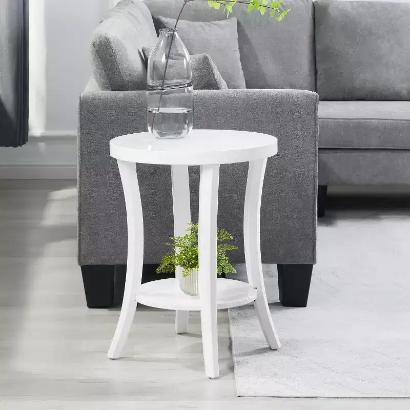 23.25 in.H White Color Round Wood Table Top End Table 1 -piece