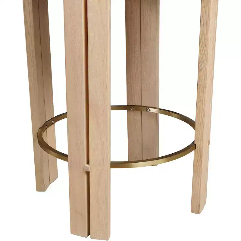 Cream Faux Leather Backless Counter Stool, Brushed Brass Frame, Seats 1