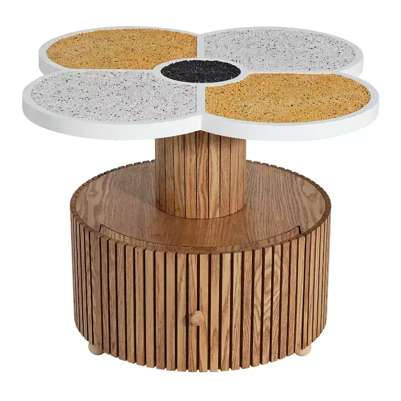 MAYEERTY 1 Pack Four-Leaf Clover Accent Table, Artistic Side Table with Storage for Living Room, Bedroom
