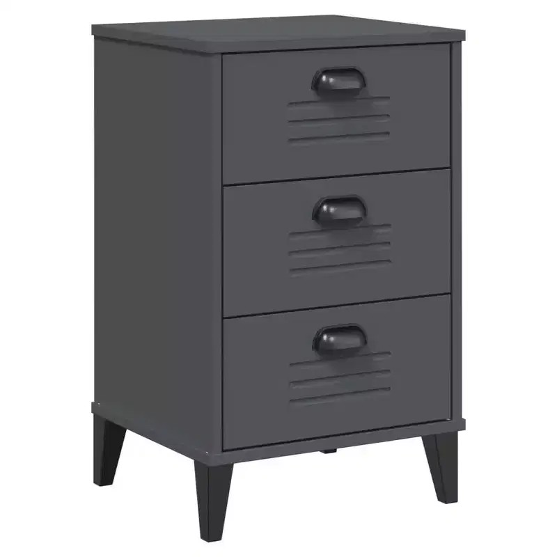 vidaXL Bedside Cabinet Accent End Table Bedroom Furniture Engineered Wood - White Anthracite Gray