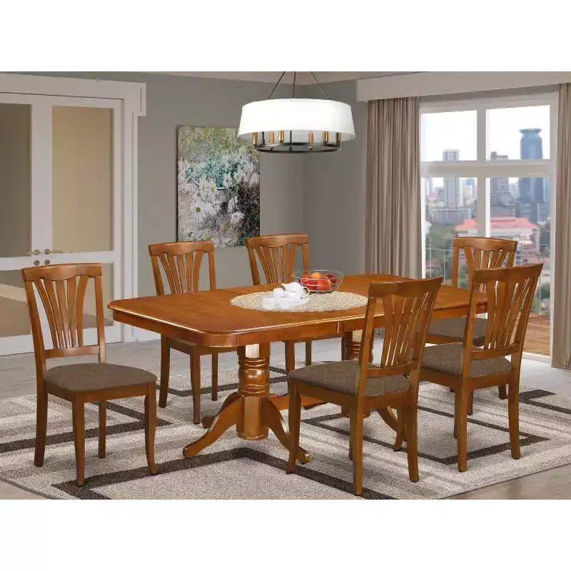 HomeStock Belmont Dining Table Set, Saddle Brown