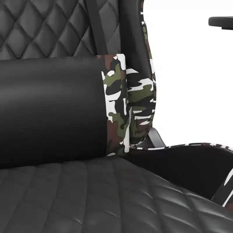 vidaXL Gaming Chair with Footrest, Black and Camouflage, Faux Leather