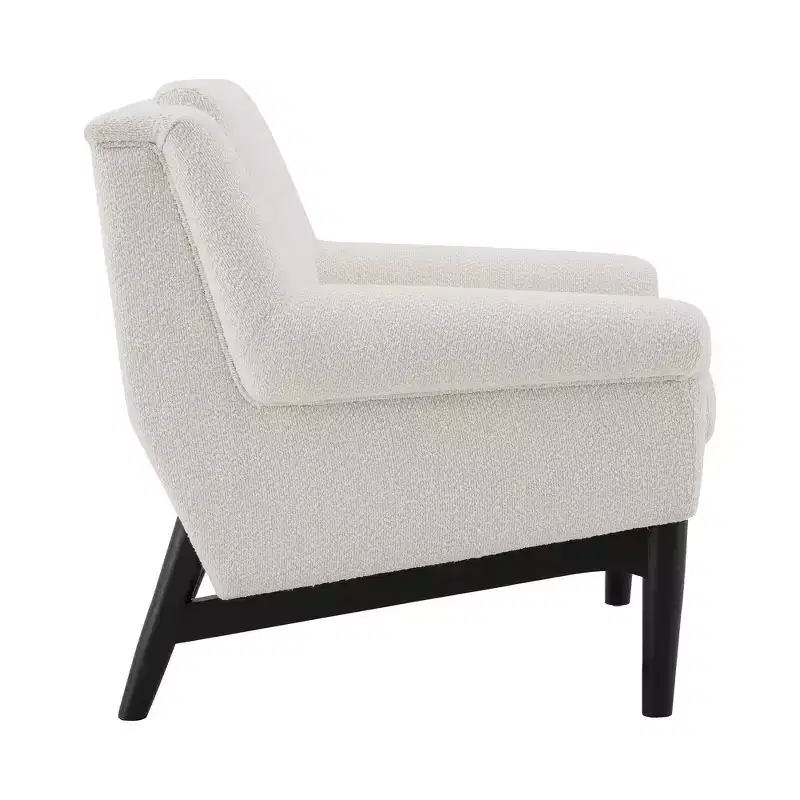 Whisen Sculptural Flared Arm Accent Chair with Solid Wood Frame Modern Reclined Upholstered Lounge Chair, Ergonomic Reading Chair