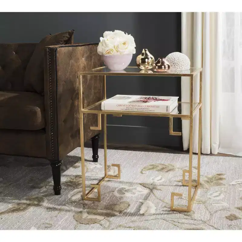 Berdine Accent Table - FOX2560 - Gold/Mirror - Safavieh Couture