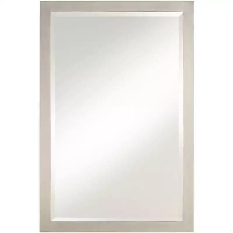 Possini Euro Design Metzeo Rectangular Vanity Wall Mirror Modern Beveled Glass Brushed Nickel Metal Frame 33 Wide for Bathroom Bedroom Home Entryway