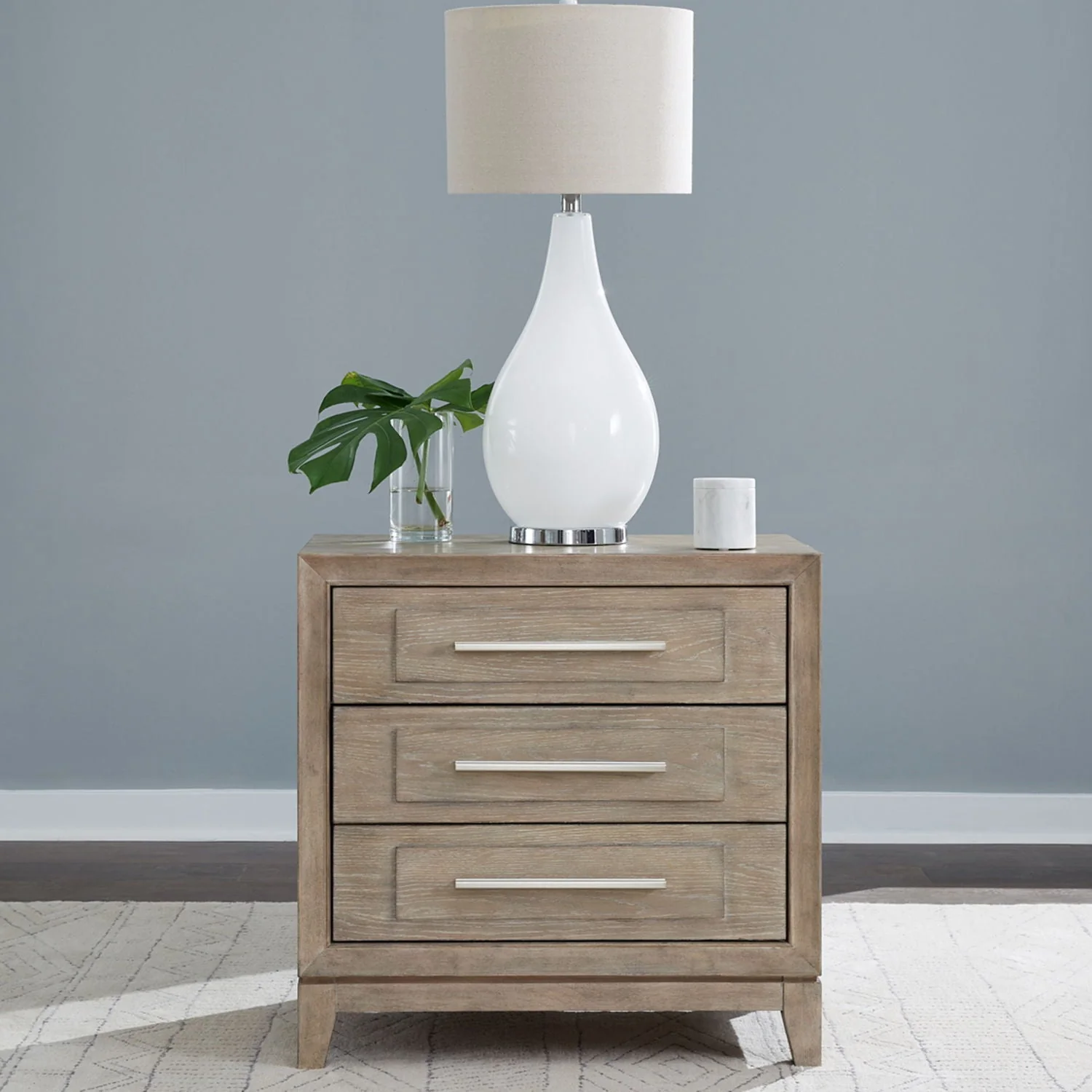 3 Drawer Nightstand With Charging Station - Sandstone — Through a masterful interplay of contrast and texture