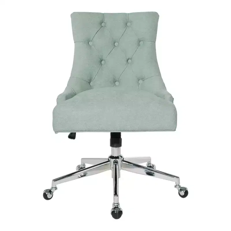 Black Tufted Armless Swivel Office Chair – Adjustable Height, Seats 1