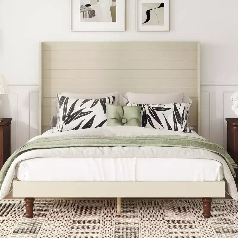 Buck Wood Platform Bed Frame with 54 High Headboard