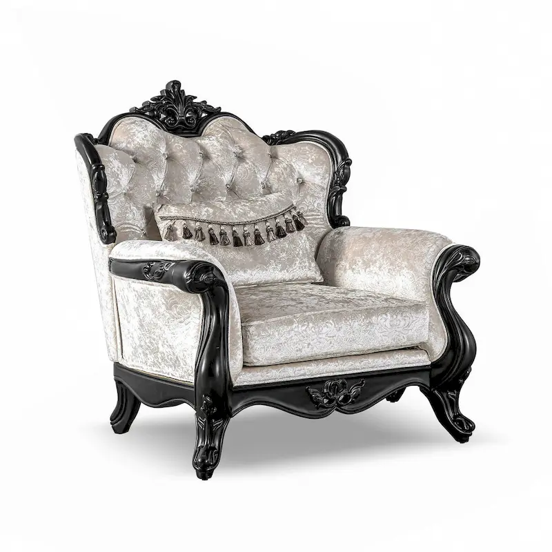 Furniture of America Clarissa Traditional Sofa Set with Button Tufted Back and Accent Pillow