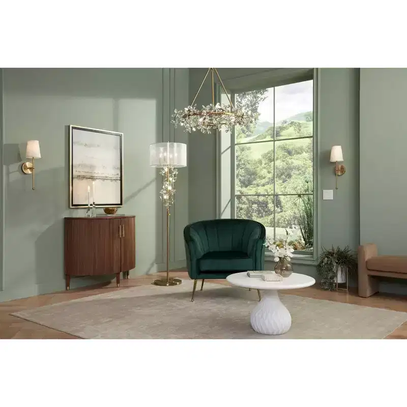 55 Downing Street Hanna 24 3/4 Luxe Gold Side Table with Acrylic Top and Glass Base