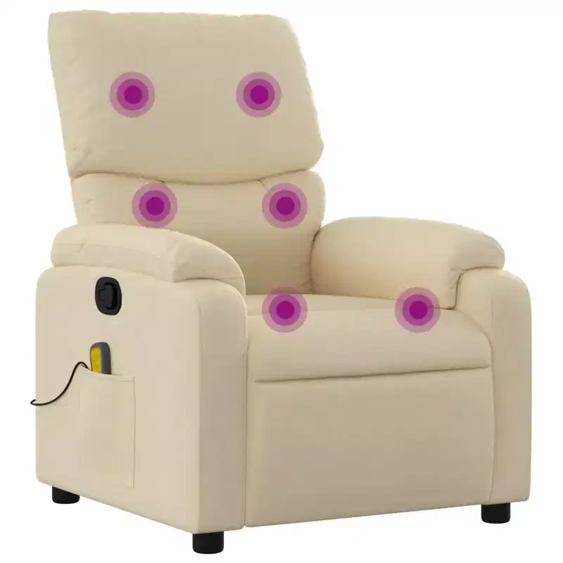 vidaXL Massage Recliner Chair Polyester, Metal, Plywood Single
