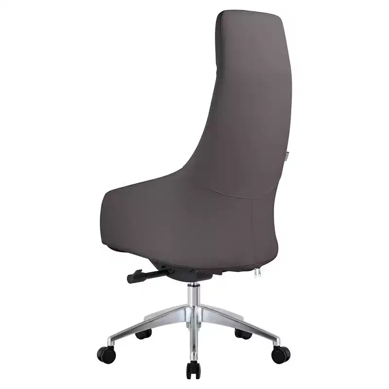 LeisureMod Celeste High-Back Leather Office Chair with Headrest - Modern Iron Frame Swivel & Tilt Executive Desk Chair