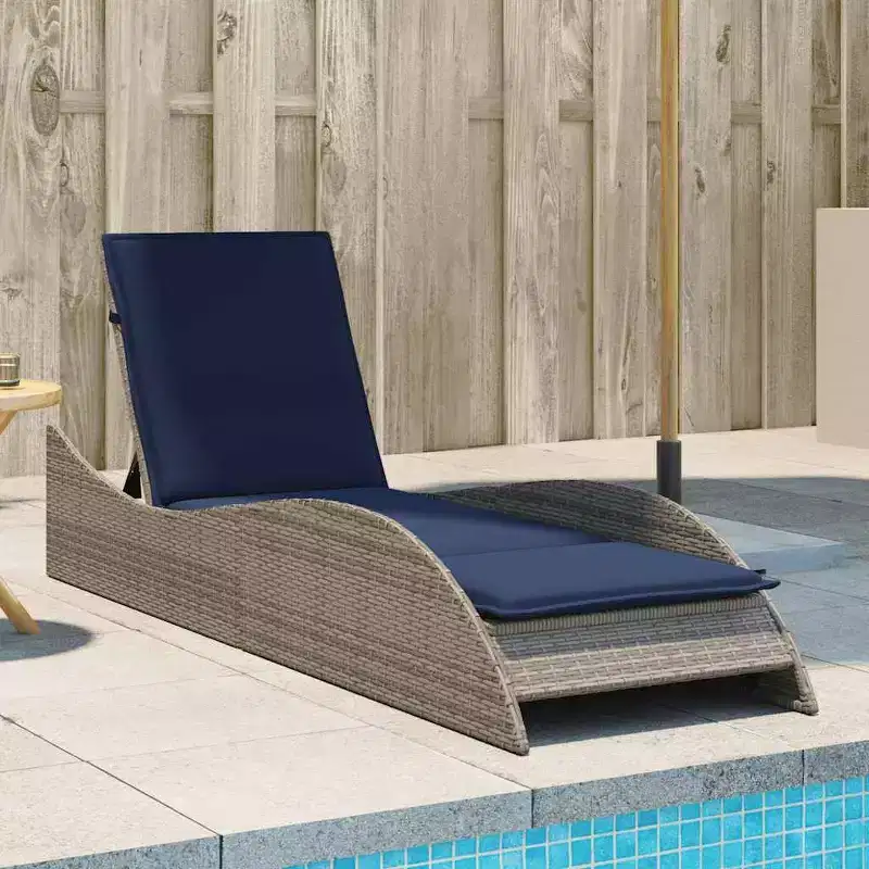vidaXL Sun Lounger with Cushion 23.6x80.7x28.7 Poly Rattan