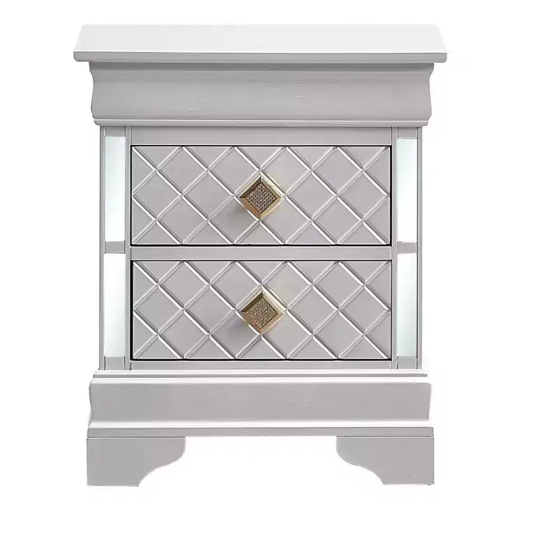 Passion Furniture Veron Pearl White 2-Drawer 21 in. W NIghtstand