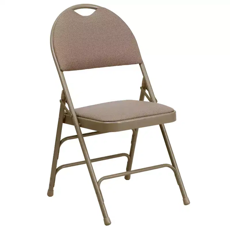 Extra Large Ultra-Premium Triple Braced Metal Folding Chair with Easy-Carry Handle