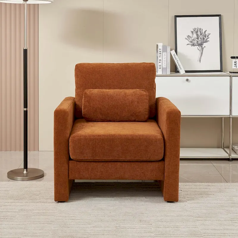 Chenille Upholstered Accent Chair with Armrests