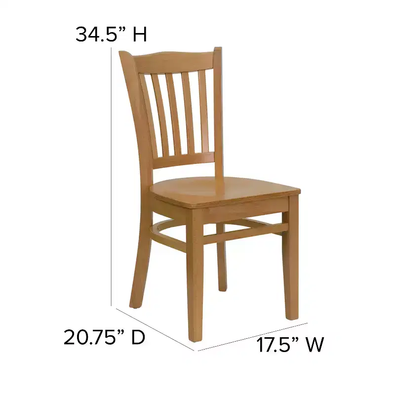 Vertical Slat Back Wooden Restaurant Chair