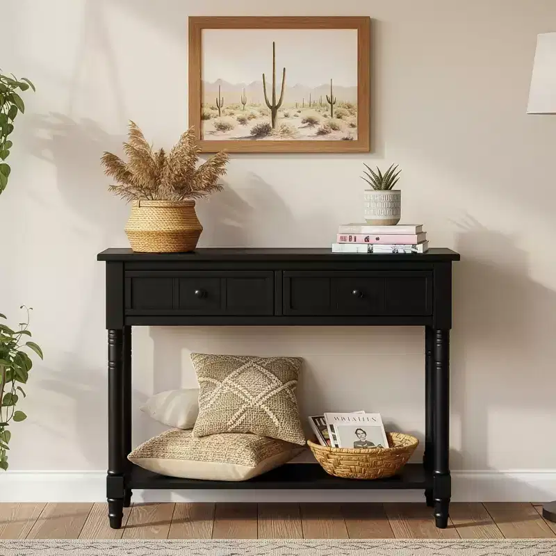 Classic Console Table with Storage Drawers and Bottom Shelf-ModernLuxe