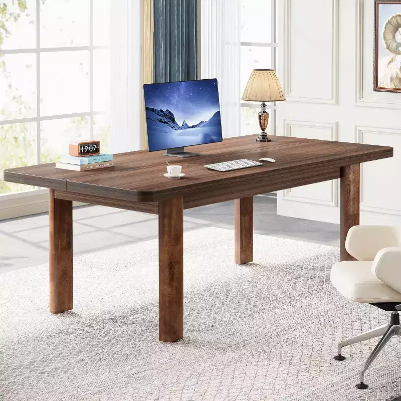 Lantine 62.99-Inch Large Conference Table with Solid Wood Legs