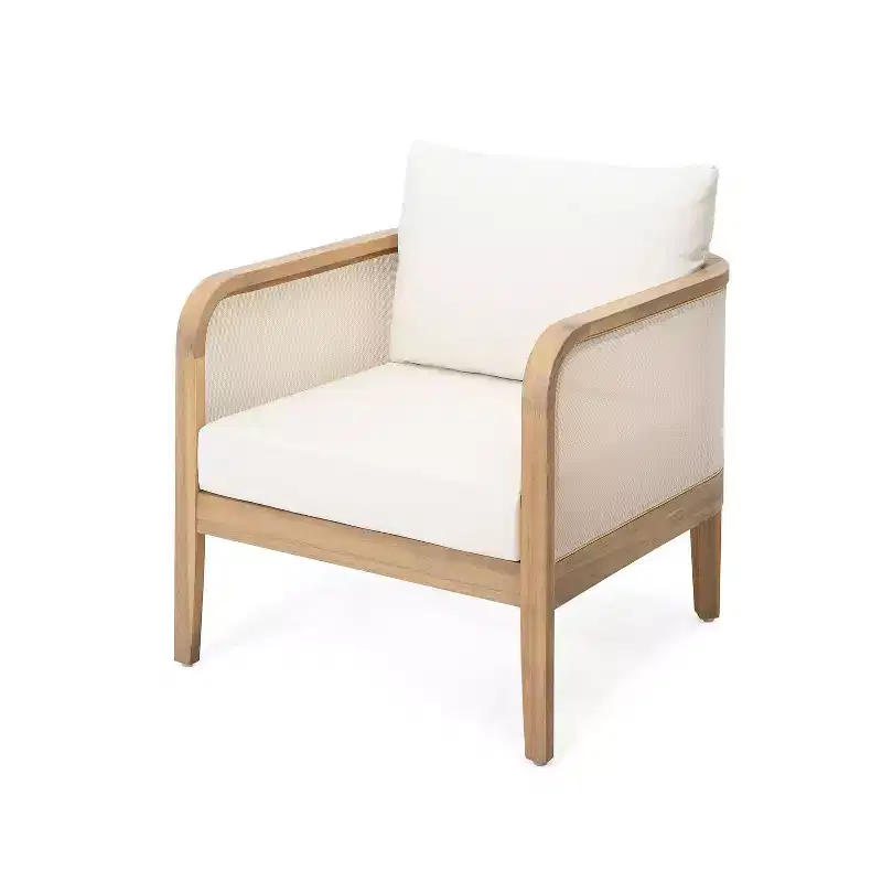 Christopher Knight Home Linksy Modern Patio Acacia Club Chair Water Repellent Cushion