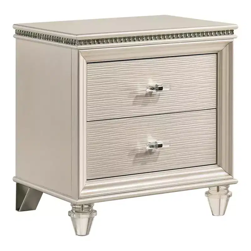 2 Drawer Acrylic Legs Nightstand Pearl White - : Inside + Out