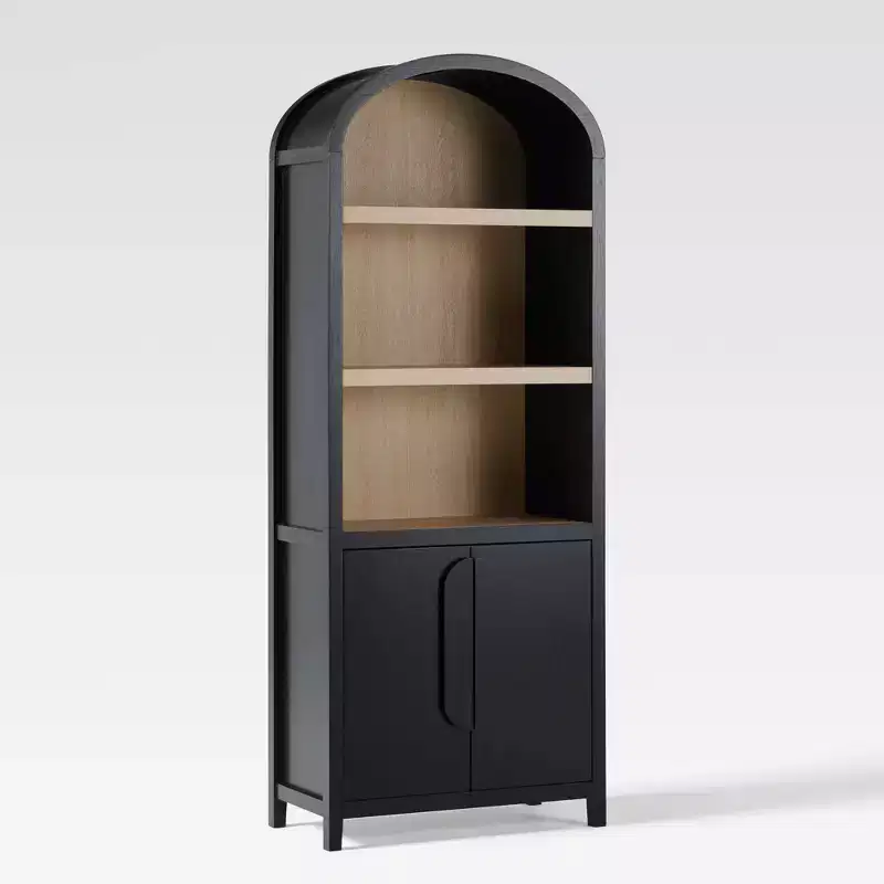 Saracina Home 76" 3 Shelf Arched Bookcase Cabinet