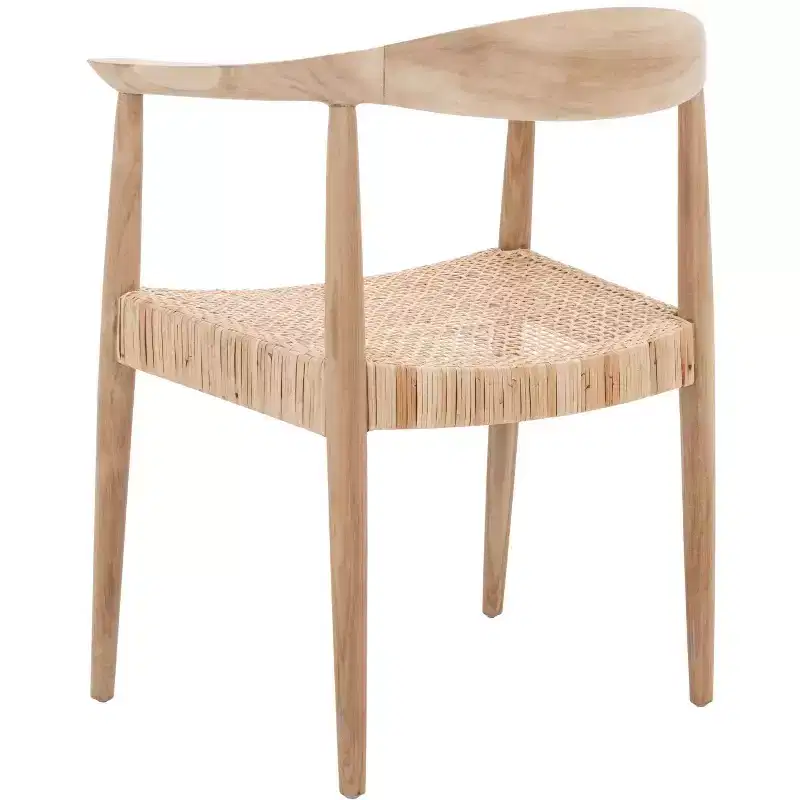 Natural Rattan Peel Accent Chair Wood Frame Lacquered 275 lbs Living Room Bedroom