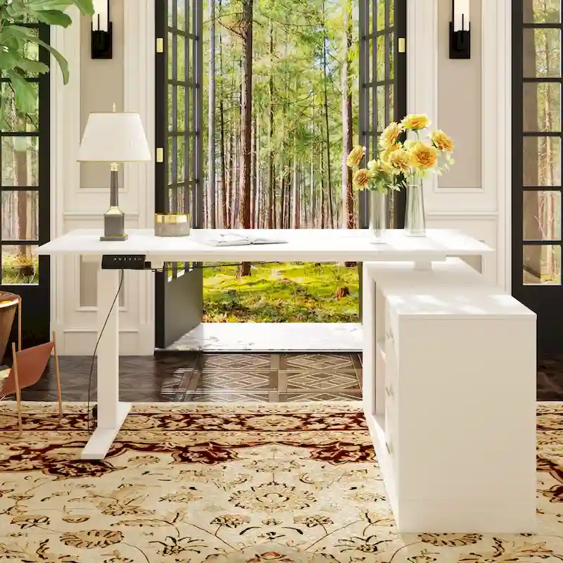 Office Solution: 63 Standing Desk Electric Lift Computer Desk White