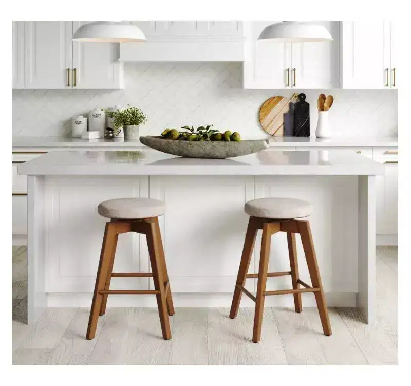 Nathan James Set of 2 Amalia Swivel Counter Height Barstool Beige/Medium Brown