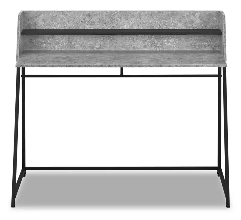 47.25 Office Desk with Small Hutch - Grey Stone-Look