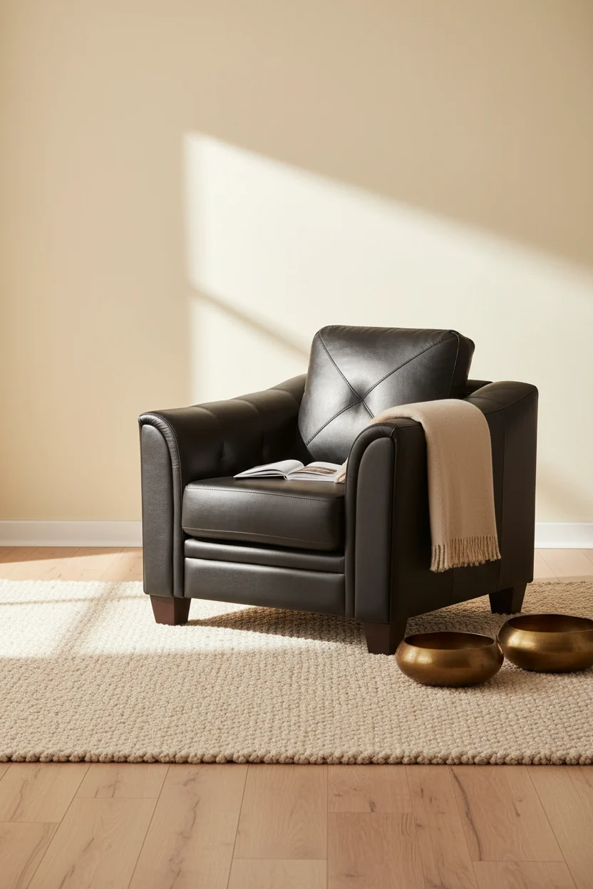 40 Leather-Look Fabric Sofa with Button Tufting