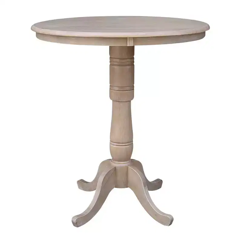 36" Alfred Round Pedestal Bar Height Table with 2 Stools Dining Sets Natural - International Concepts