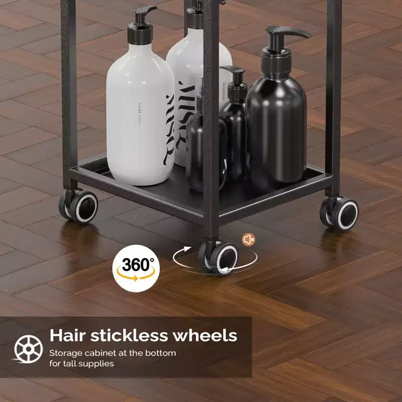 Metal Rolling Salon Trolley Cart with 2 Lockable Drawers