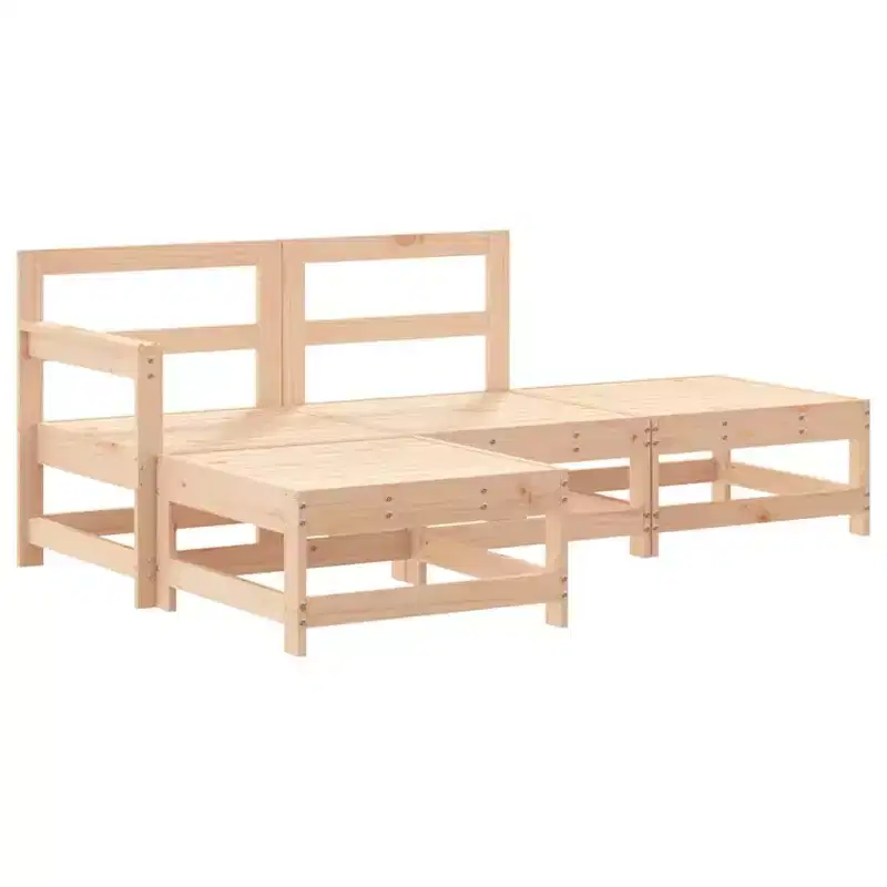vidaXL Garden Lounge Set Solid Pine Wood, Engineered Wood, 4-Piece Modular Outdoor Furniture Set