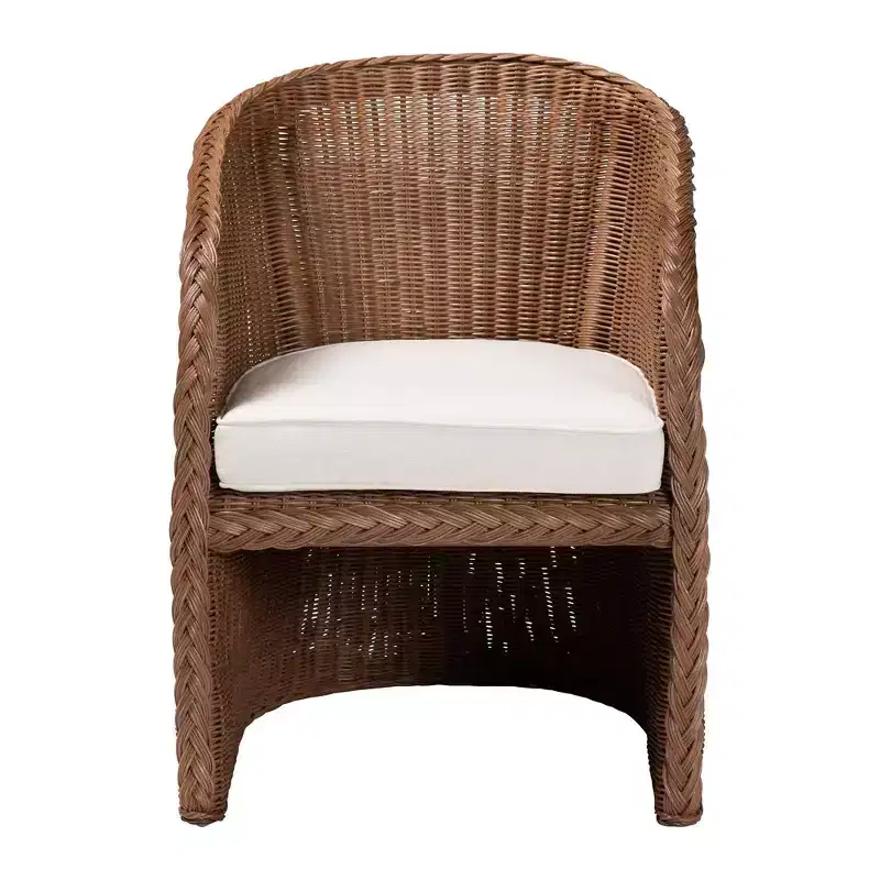 bali & pari Memphis Braided Rattan Arm Chair Peanut Brown