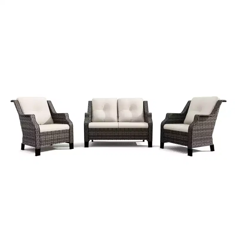UPTIOT Outdoor Loveseat Set with Ergonomic Armchairs & Water-Resistant Design
