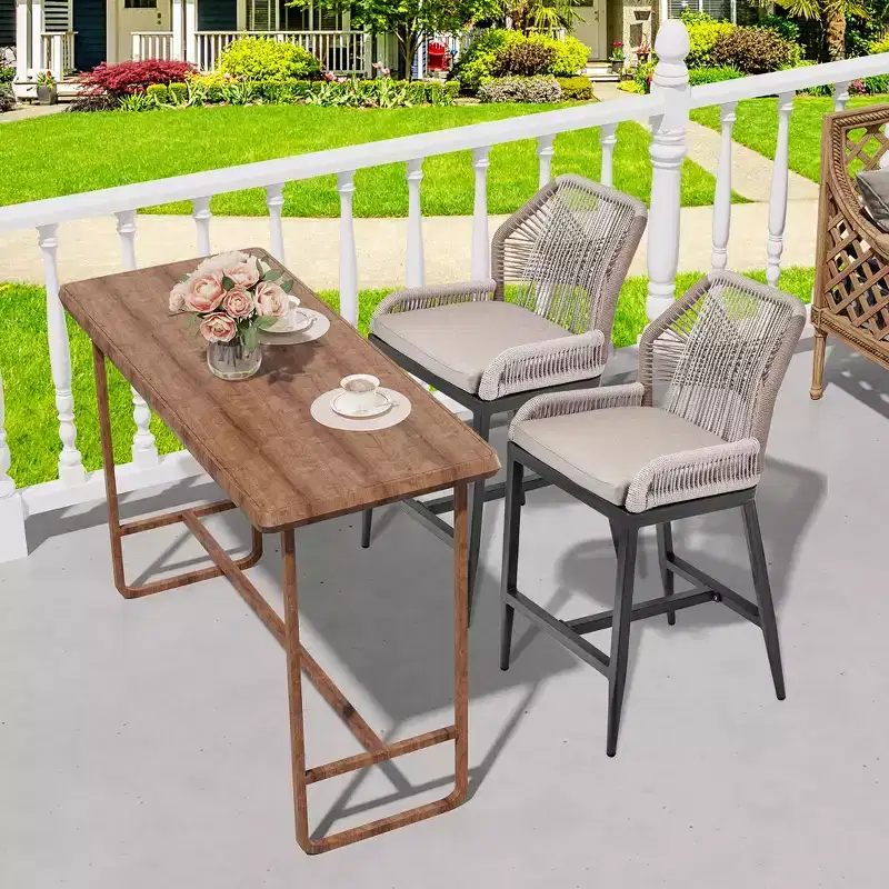 Counter Height Bar Stools Set of 2, Boho Rope Counter Height Bar Stools